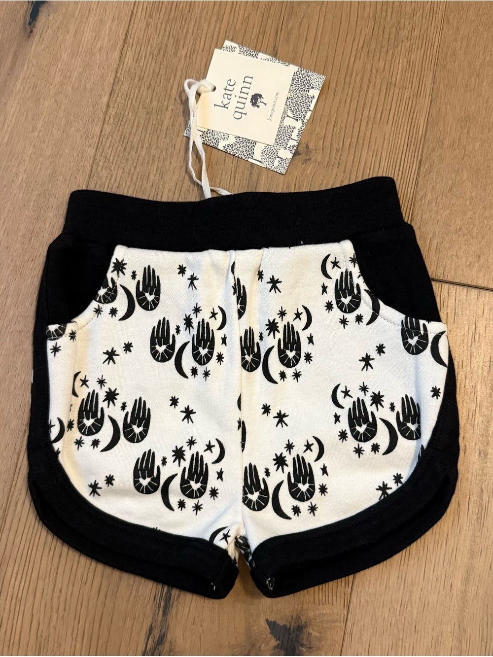 Kate Quinn Baby Black & White Celestial Print Shorts